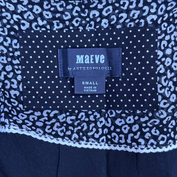 Maeve Dress Small Womens Black & White Shift Leopard Print Faux Wrap - Picture 7 of 9